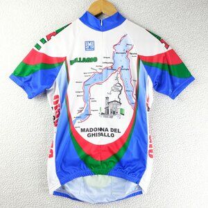 Sms Santini Cycling Jersey Mens Small Blue White 3/4 Zip Athletic Short Sleeve